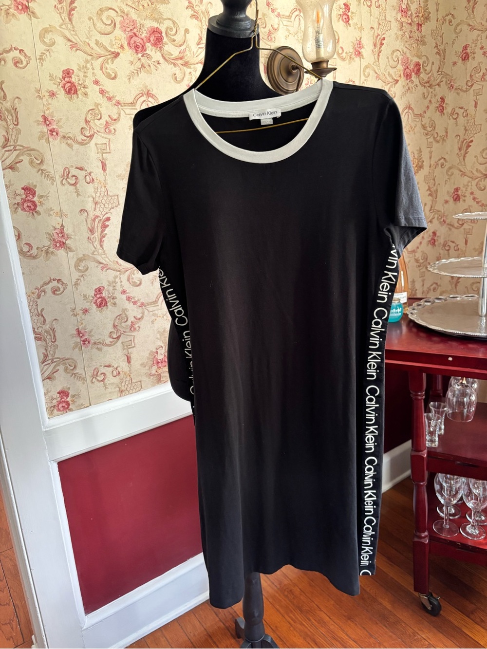 Calvin Klein Black Tee with White Crew Neck